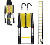 Cecaylie Escalera telescópica de Aluminio con Gancho extraíble 4,4 m, Escalera de Aluminio Antideslizante multiusos150 kg, Color Negro y Amarillo (M8884-YUY-1c)