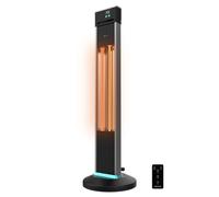 Cecotec Calefactor exterior ReadyWarm 2000 Power Tower 2000W halógeno 3 potencias mando Negro/Plata