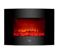 Cecotec Chimenea Eléctrica Decorativa 22” con Mando a Distancia Ready Warm 2210 Curved Flames. Máxima Potencia 2000W, 2 Intensidades, Panel Curvo de Cristal Templado, Llama Ajustable, Temporizador