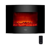 Cecotec Chimenea Eléctrica Ready Warm 2200 Curved Flames. 2000 W, Tamaño 22", 2 Niveles de Potencia, Mando a Distancia, Panel Curvo de Cristal Templado, Temporizador, 20 m2