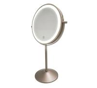 Cecotec Espejo de Maquillaje Redondo con Doble Cara Normal y Aumento 10x FaceCare Mirror Dual. Recargable, 3 Intensidades de Luz, Cuerpo Acero INOX, Posición Ajustable, Botón Táctil, Carga Tipo C