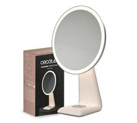 Cecotec Espejo de Maquillaje Redondo con Función Lámpara FaceCare Mirror Design. Recargable, 3 Intensidades de Luz, Elegante y Moderno, Cuerpo Material Tejido, Botón Táctil, Cable de Carga Tipo C