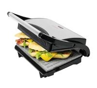 Cecotec Parrilla Eléctrica con Grill Rock'n Grill.1000W, Superficie 23x14.5cm, RockStone Antiadherente, Libre de PTFE, PFOA, Placa Flotante, Asa Tacto Frío, Indicador Luminoso, Almacenamiento Vertical