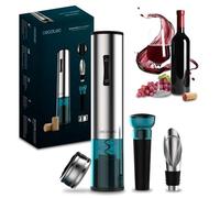 Cecotec Sacacorchos Eléctrico InstantCork 1000 Gourmet. Abre Botellas en solo 8 segundos, Funciona con 4 Pilas, Luz LED, Aguja helicoidal de Acero, Cuerpo de acero inoxidable
