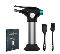 Cecotec Soplete de Cocina Polka Flame-Cook 1000 Steel. Alcanza 1300ºC, Regulador de Ajuste de llama, Bloqueo de Seguridad, Pincel, Espátula y Recetario incluido