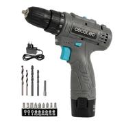 Cecotec Taladro a Batería PowerForce 1000. 12V 2000mAh, 2 Velocidades 400/1400rpm, Par de Apriete 28Nm en 20 Niveles, Luz LED, Cambio de Broca sin Llave, Diseño Ergonómico, Incluye Puntas y Brocas