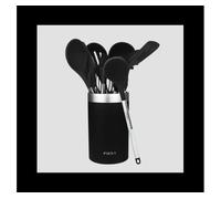 Cecotec Juego de utensilios de cocina Polka Exclusive Wood&Rock 9 piezas negro silicona