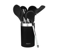 Cecotec Juego de utensilios de cocina Polka Exclusive Wood&Rock 9 piezas negro silicona