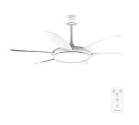 Cecotec Ventilador de Techo 55W EnergySilence Aero 5200 White Pro | Motor DC, 132cm, Luz LED 32W, Mando a Distancia, Temporizador, 6 Velocidades, 6 Aspas, Verano/Invierno
