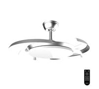 Cecotec Ventilador de Techo con Luz con Aspas Retráctiles EnergySilence Aero 4500 Puzzle Invisible Silver. 30W, Motor DC, Diámetro 42", Luz LED, Mando, Temporizador, Función Verano/Invierno