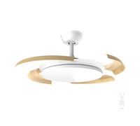 Cecotec Ventilador de Techo con Luz con Aspas Retráctiles EnergySilence Aero 4500 Puzzle Invisible White&LightWood. 30W, Motor DC, Diámetro 42", Luz LED, Mando, Temporizador, Función Verano/Invierno