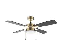 Cecotec Ventilador de Techo con Luz EnergySilence Aero 450 GoldBlack. 50W, DIámetro 42” con 4 Aspas Reversibles, Lámpara Integrada, 3 Velocidades, Interruptor de Cadena y 2 Modos: Verano e Invierno
