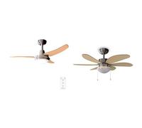 Cecotec Ventilador de Techo con Mando a Distancia y Luz EnergySilence Aero 480. 65 W & Ventilador de Techo con Luz EnergySilence Aero 350. 50 W, Bajo consumo, 81 cm de Diámetro