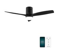 Cecotec Ventilador de Techo EnergySilence Aero 5600 Aqua Black&Black Connected de 40 W y 52”, Wifi, Mando, protección IP44, luz, 6 velocidades, 3 aspas, modo winter-summer y temporizador 8h