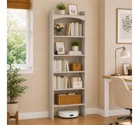 Cedario Librería de Madera, Estantería Estrecha para Libros, 6 Niveles | 25 cm de fondo, estantería abierta de 50/60 cm de ancho para salón, dormitorio u oficina en casa