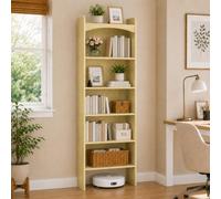 Cedario Librería de Madera, Estantería Estrecha para Libros, 6 Niveles | 25 cm de fondo, estantería abierta de 50/60 cm de ancho para salón, dormitorio u oficina en casa
