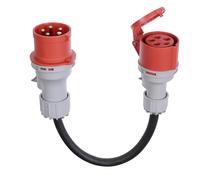 CEE Adaptador de enchufe de 32A a toma de 16A con cubierta protectora, trifásico, 5 pines, protección IP44 contra agua y polvo, portátil, apto para uso industrial y doméstico (32-16)