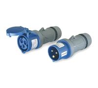 CEE - Juego de conectores y acopladores (230 V, 16 A, 3 p, IP44), color azul Mennekes
