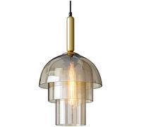 Ceiling Lights, Industrial Gold Pendant Light LED Ceiling Hanging Lamp Smoke Grey Shade Glass Rustic Pendant Lighting Single Retro Vintage Chandelier For Kitchen Island Bathroom Restaurant Entryway