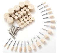 Celepoir 120 Piezas Ruedas de Pulir Set, 4 Formas Ruedas de Pulir de Lana, Disco de Fieltro para Pulidor con Vástago de 1/8", Rueda de Pulidor de Lana para Relojes, Joyas, Metales, Piedras