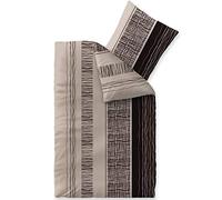 CelinaTex Touchme Greta - Juego de Ropa de Cama (Franela, 135 x 200 cm, 2 Piezas, algodón, Juego de Cama para Verano e Invierno, Todo el año, fácil de cuidar), Color Beige, Gris y Negro