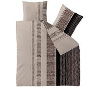 CelinaTex Touchme Greta - Juego de Ropa de Cama (Franela, 200 x 220 cm, 3 Piezas, algodón, para Verano e Invierno, Todo el año, fácil de cuidar), Color Beige, Gris y Negro