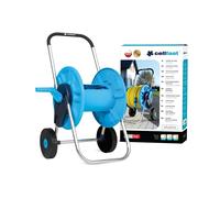 Cellfast Aluplus Hose Reel 60m for Easy Storage, Kink Resistant, Durable Aluminum, Blue and Gray, Features Non-Slip Rubber Handle and Tool-Free Assembly, Ideal for Garden Hose Use