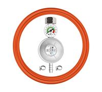 Cellfast Juego de Regulador de Gas con Manómetro Manguera Flexible 2X Abrazaderas