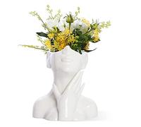 CEMABT Jarrón de cerámica Negra Set de 2 jarrones Dobles de montaña para decoración en Estilo Moderno Boho nórdico Minimalista - jarrones para salón, Boda, Mesa de Comedor（Estilo-A）