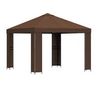 Cenador 3 X 3 M Marrón Poliéster Y Acero 190 Gsm Vidaxl