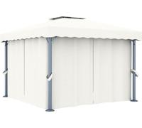 Cenador con cortina blanco crema aluminio 3x3 m
