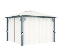 Cenador Con Cortina Color Crema Aluminio 300x300 Cm Vidaxl