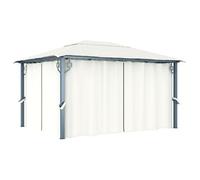 Cenador Con Cortina Color Crema Aluminio 400x300 Cm Vidaxl