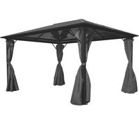 Cenador con cortina gris antracita aluminio 400x300 cm