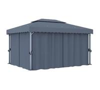 Cenador Con Cortina Gris Antracita Aluminio 4x3 M Vidaxl