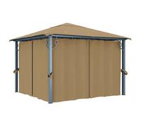Cenador Con Cortina Gris Taupe Aluminio 300x300 Cm Vidaxl