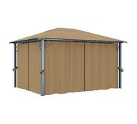 Cenador Con Cortina Gris Taupe Aluminio 400x300 Cm Vidaxl