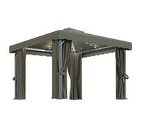 Gazebo con Cortinas y Luces LED de Cuerda 3x3 m Mole Gris