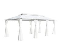 vidaXL Cenador con cortinas 600x298x270 cm blanco 180g/m²