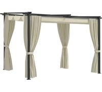 Cenador con cortinas acero color crema 3x3 m