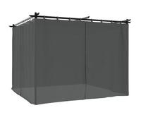 Cenador Con Cortinas Acero Gris Antracita 3x3 M Vidaxl