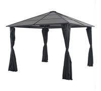 Cenador Con Cortinas Aluminio 3x3 M Negro Vidaxl
