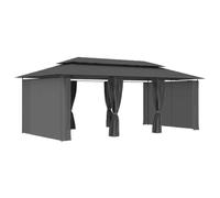 Cenador con Cortinas Gris Antracita 600x298x270 cm | Estructura de Acero Tubular, Poliéster con Recubrimiento PA, para Bodas y Barbacoas