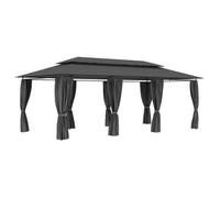 Cenador Con Cortinas Gris Antracita 600x298x270 Cm Vidaxl