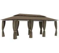 Cenador con cortinas gris taupe 180g/m² 600x298x270 cm