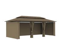 Cenador con Cortinas Gris Taupe 600x298x270 cm | Estructura de Acero, Poliéster con Revestimiento PA, Cortinas Desmontables, Ideal para Fiestas y Camping