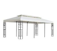 vidaXL Cenador 6x3 m con doble techo, acero blanco