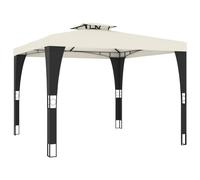 Cenador con doble techo acero crema 2,98x2,98 m