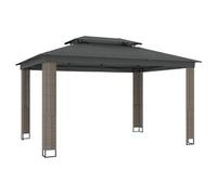 Cenador Con Doble Techo De Tela Gris Antracita 3,94x2,96 M Vidaxl