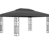Cenador con doble techo gris antracita 3x4 m